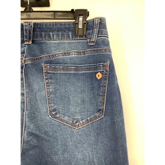 Democracy Womens 6 Blue Denim Ab Solution High Rise Wide Leg Jeans Stretch O5-28 - Picture 6 of 8